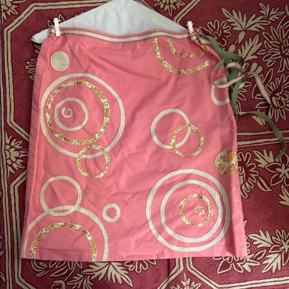 Beth Bowley Pink and White Wrap Mini Skirt